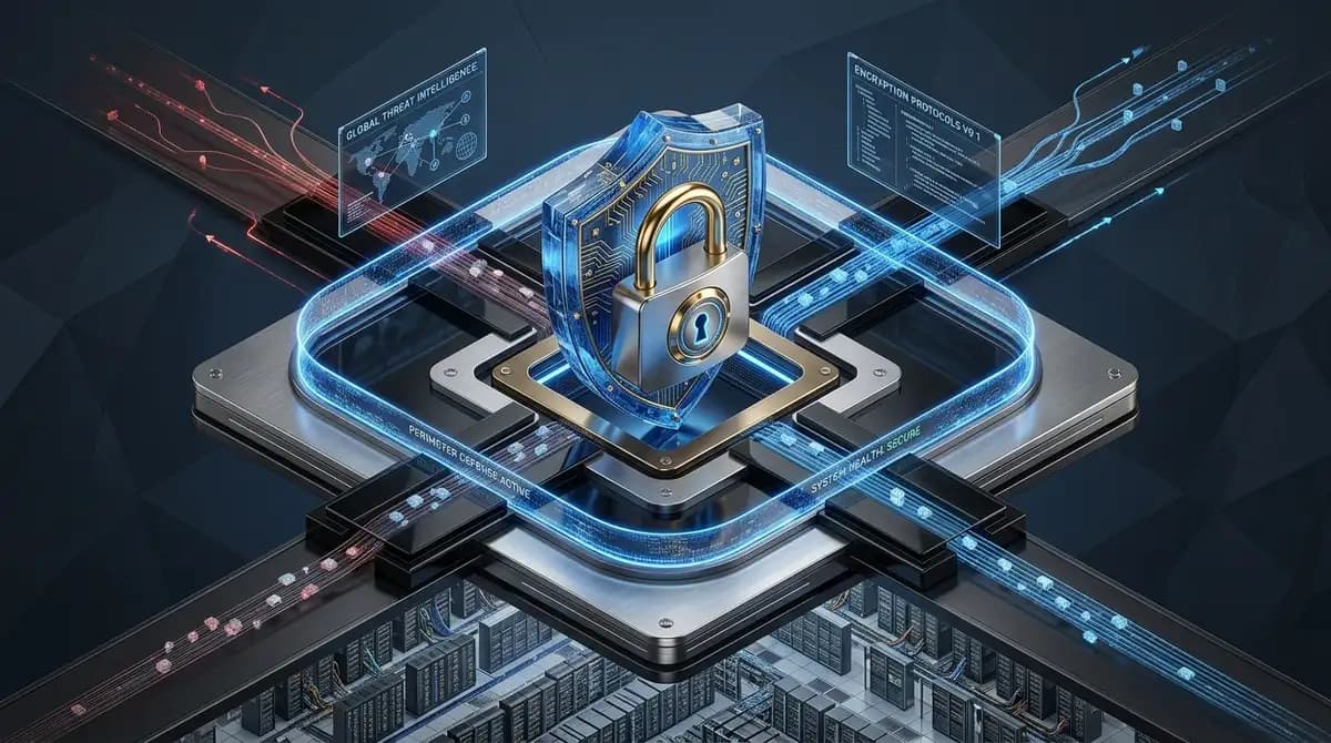 3D illustration of a cyber shield