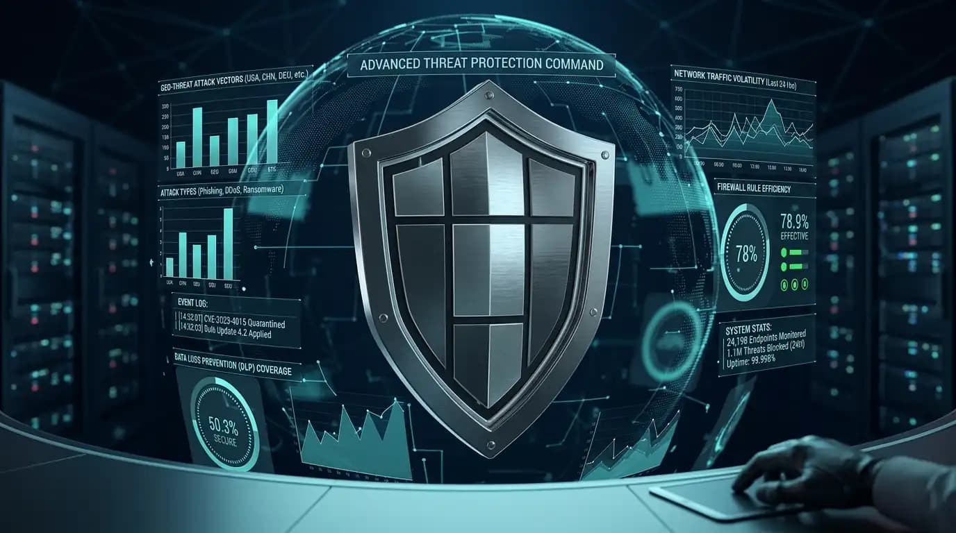 3D cyber security shield representing website protection and maintenance