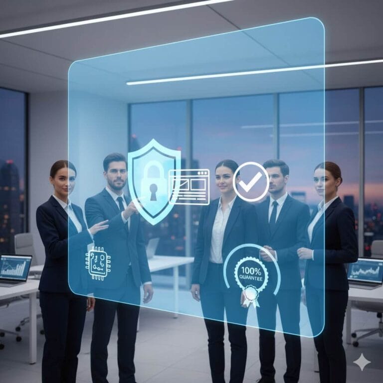 Professional business team meeting to discuss long-term digital strategy and business development.